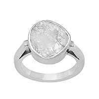 MOONEYE Shine Jewel 1.0 CT Bezel Set Polki Diamond Vintage Ring 925 Sterling Silver Platinum Plated Handmade Jewelry Gift for Women Size 6.5