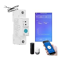 Electric Energy Meter, Smart Home Energy Monitor, Power Consumption Monitor, 1p Single Phase DIN Rail, WI-FI Smart Energy Meter, Power Consumption KWH Meter, Smart Home, Easy Installation, Personal