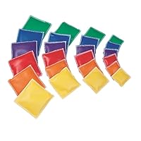 S&S Worldwide Spectrum Square Beanbags, 6IN, Vinyl, Non Toxic Plastic Pellet Filling, 2 of Each Color, Red, Yellow, Blue, Green, Orange, Purple, Pk12