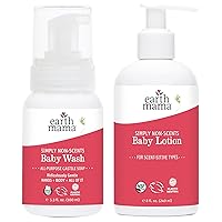 Earth Mama Bathtime Bundle | Simply Non-Scents Castile Baby Wash & Moisturizing Calendula Lotion
