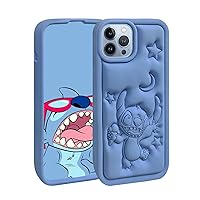 Compatible with iPhone 13 Pro Max/12 Pro Max Case, Stich Cute 3D Cartoon Cool Soft Silicone Animal Character Waterproof Protector Boys Kids Girls Gifts Cover Cases for iPhone 13 Pro Max/12 Pro Max