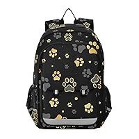 ALAZA Gold Dog Paw Print Polka Dot Laptop Backpack Purse for Women Men Travel Bag Casual Daypack with Compartment & Multiple Pockets