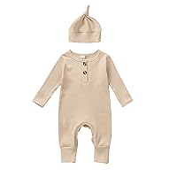 Toddler Baby Boys Girls Outfits Newborn Infant Fall Winter Clothes Ribbed Long Sleeve Romper Solid Color Jumpsuit