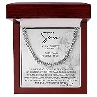 To My Amazing Son Necklace From Mom Or Dad, Mother and Son Necklace, Birthday Gift For My Son, Baptism Fathers Day Graduation Christmas Silver Jewelry Gifts For Him Cuban Link Chain Necklace Present