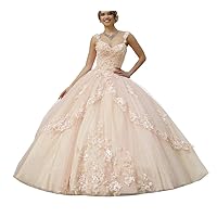 Women's Sweetheart Lace Appliques Sweet 16 Prom Party Princess Gown