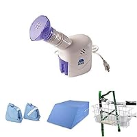 MABIS Personal Steam Inhaler Vaporizer with Aromatherapy Diffuser with Soft Comforting Heel Protector Pillows and Ortho Bed Wedge Elevated Leg Pillow, MABIS Universal Walker Basket