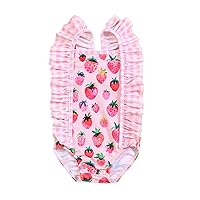 Long Sleeve Bikini Fly Sleeve Square Neck Strawberry/Ice Creams Print Summer Swimming Bathing Swimsuit Girls Swim