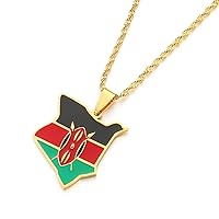 Map of Kenya Flag Enamel Pendant Necklaces Jewellery Gold Color African Country Map Jewelry Kenyan