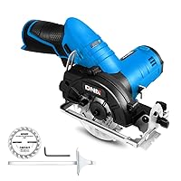 DNA MOTORING TOOLS-00173 12V Compact Cordless Circular Saw with 85mm 20T Blade and Hex Key, Adjustable Cutting Depth/Angle, Blue (Tool Only)