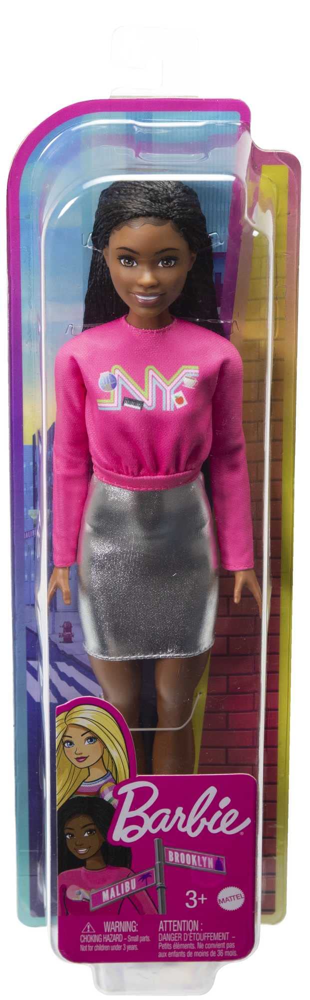 Barbie It Takes Two Doll, Brooklyn Fashion Doll with Braided Hair, Pink Nyc Shirt, Metallic Skirt & White Shoes