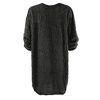 Women's Cozy Plush Long Sleeve Dress Soft Chenille Sweater Dresses Casual Knitted Pullover Midi Dress for Fall