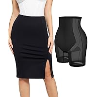 Popilush The Shapewear Skirt - Work Pencil Skirt with Slit High Waisted Bodycon Skirts for Women Tummy Control