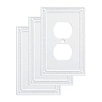 Classic Beaded Wall Plate, Pure White Single Duplex Outlet Cover, 3-Pack, W35059V-PW-C