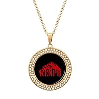 American Kenpo Karate Hand Funny Necklace Alloy Diamond Circle Pendant Jewelry Gold Silver for Men Women