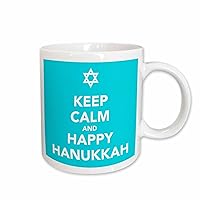 3dRose mug_163810_1 Keep Calm and Happy Hanukkah, Blue Ceramic Mug, 11-Ounce