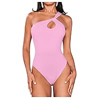 SOLY HUX Bodysuits for Women One Shoulder Sleeveless Cut Out Summer Bodysuit Tops