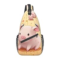 Colorful Cute Pig Sling Bag Lightweight Crossbody Bag Shoulder Bag Chest Bag Travel Backpack for Women Men