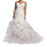 Mermaid Wedding Dress Long Bridal Dress Organza Wedding Gowns Ruffles Bridal Gowns Sweetheart