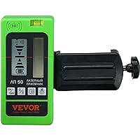 VEVOR Laser Receiver for Line Laser Level,200FT Working Range, Green Laser and Red Beam Detector for Pulsing Line Lasers, Adjustable Speaker & Dual LCD Display & Built-In Bubble Level, Clamp Included