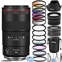 Canon RF 100mm f/2.8L Macro is USM Lens - Accessory Bundle Includes: Telephoto and Wide Angle Lenses, 6PC Gradual Color Filter Kit, Macro/Close Up Lenses and More