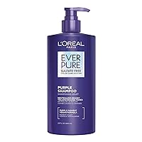 L’Oreal Paris Sulfate Free Brass Toning Purple Shampoo for Blonde, Bleached, Silver, or Brown Highlighted Hair, EverPure, 23 Fl Oz (Packaging May Vary)
