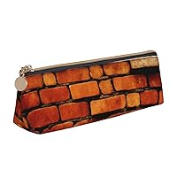 Red Brick Wall Pen Case Small Pencil Bag Triangle Pu Leather Pen Pouch Pen Bag Storage Bag With Zipper