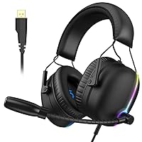 VersionTECH. Gaming Headset - Updated K8 Headset Gaming for PS4 New Xbox One, Stereo Over-Ear Headphones with Noise-Canceling Microphone & LED Lights for PC Computer Mac Laptop Nintendo Switch Games
