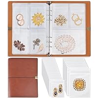 ChezMax Jewelry Organizer, Jewelry Storage Book with Pockets, Foldable Earrings Travel Album, PU Leather Accessories Holder Booklet for Bracelets Necklace Rings (64 Grids+64 Anti-Oxidation PVC Bags)