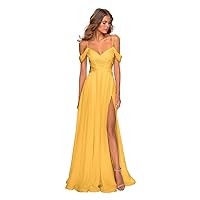 Cold Shoulder Chiffon Bridesmaid Dresses for Wedding with Pockets V Neck Long Prom Dress Formal Evening Gown