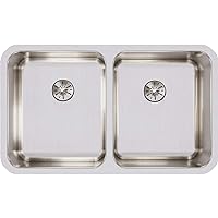 Elkay ELUH3118PD Lustertone Classic Double Bowl Undermount Stainless Steel Sink with Perfect Drain