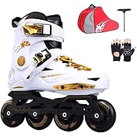 Adjustable Inline Skates Adults Children Children Inline Skate Roller Skating Shoes Helmet Knee Protector Gear Adjustable Wheels Patines,2 Colors