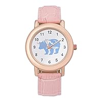 Bear Mountain Moon Fashion Leather Strap Women's Watches Easy Read Quartz Wrist Watch Gift for Ladies