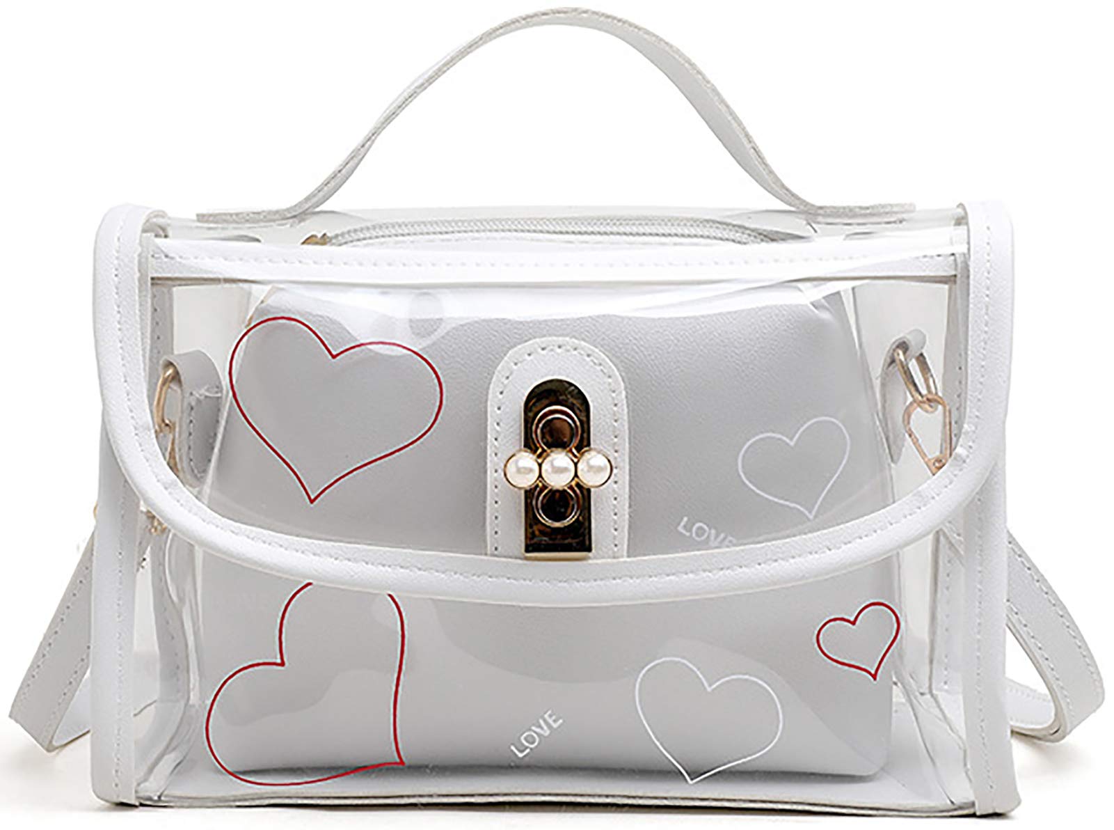 QZUnique Women's Fashion Jelly Color Handbag Candy Color Transparent Tote Bag Crossbody Shoulder Bag