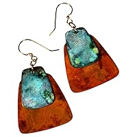 Elaine Coyne Verdigris And Earth Patina Brass Bohemian Chic Double Trapezoid Earrings