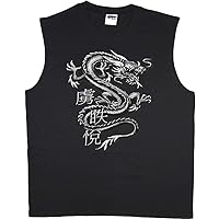 Mens Sleeveless T-shirt Muscle Tee Dragon