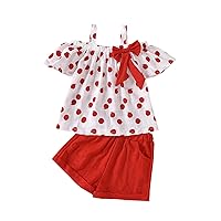 Baby Girl Wrap Toddler Girls Short Sleeve Fruits Prints Camisole Tops Shorts 2PCS Summer Girl Infant (Red, 18-24 Months)