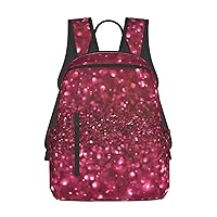 Sparkling Red Glitter Print Backpack Lightweight Travel Hiking Daypack Laptop Backpack Casual Bag For Men Women