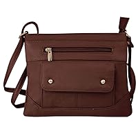 SILVERFEVER Women's Crossbody Handbag Leather Travel Ladies Phone Bag Genuine Cowhide Purse (Brown)