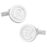 925 Sterling Silver European Euro Cuff Links with Presentation Box