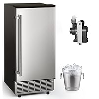 GLACER Under Counter Ice Maker, 80lbs/ 24H, Built-in Ice Machine with Drain Pump, Reversible Door, 24H Timer & Self-Cleaning, Freestanding Ice Cube Machine for Commercial and Home Use