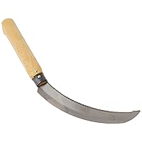Zenport K202 Harvest Sickle/Berry Knife, Notched Handle, 6.5-Inch Curved Serrated Blade, Wood