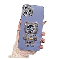 Stress Relief 3D Quicksand Astronaut Stand Bling Phone Case for Samsung Galaxy S23 Ultra, Unique Bracket Soft Cover, Shining Protective Shell
