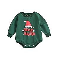 Winter Jumpsuit Baby Boy Children's Kids Toddler Christmas Santa Printed Letters Long Sleeve Boy (Green, 18-24 Months)