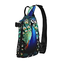 Beautiful Peacock Print Crossbody Backpack,Travel Hiking Cross Bag Diagonally, Cycling Bag