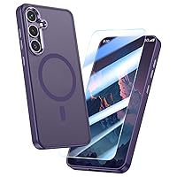MILPROX Magnetic Case for Samsung Galaxy S24 Plus, 【Free Screen Protector】 【Compatible with MagSafe】 Metal Frame Lens & Button Translucent Matte Back， Protective Phone Cover (Cobalt Violet)