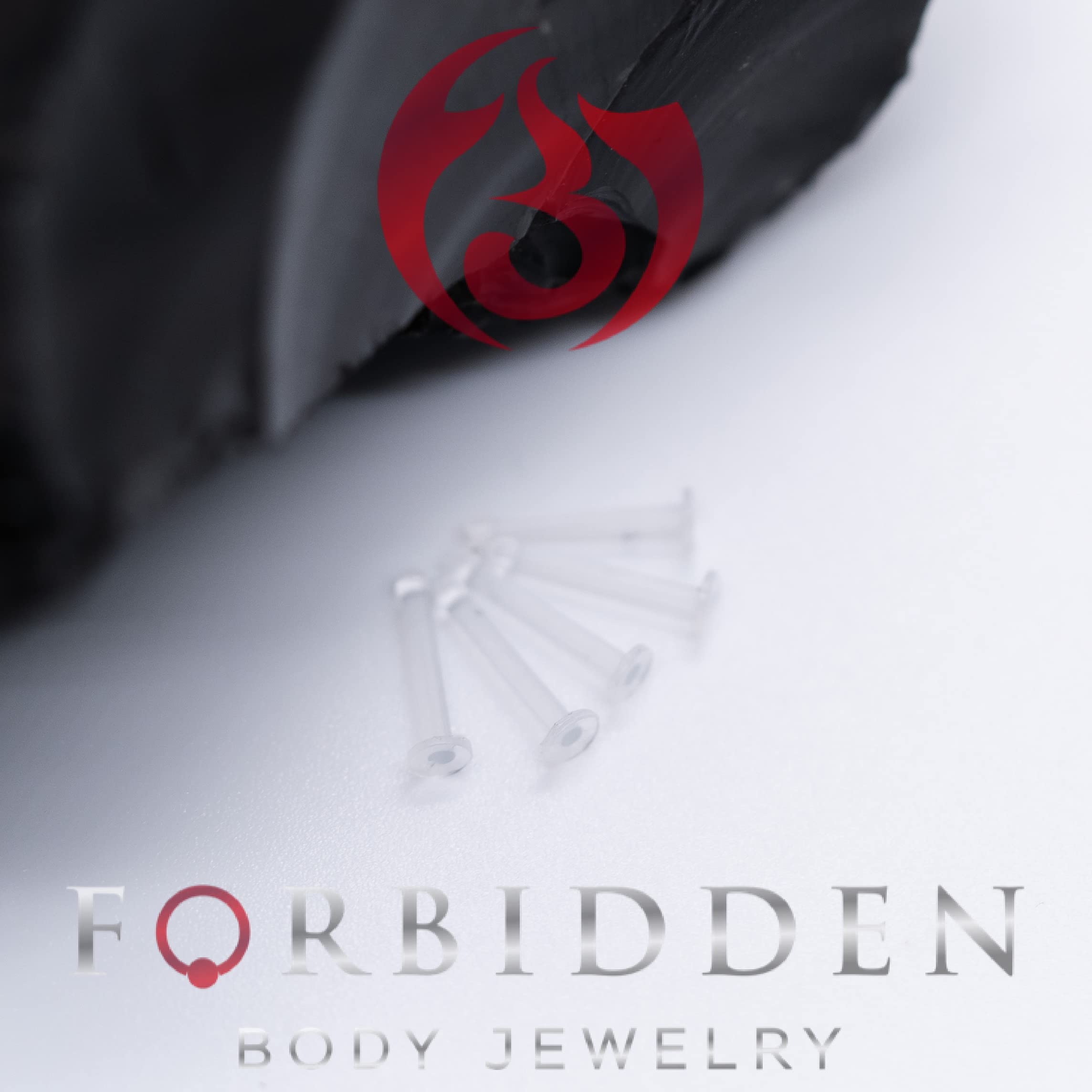 Forbidden Body Jewelry 18G-20G Nose Rings Clear Bioflex 2mm Flat Top Retainer, Metal Free, Allergy Free