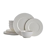 Mikasa Italian Countryside Melamine Outdoor Dinnerware Set, Service for 4, Cream, 12 Piece