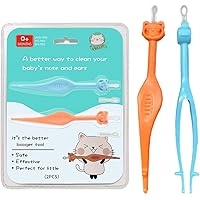 Baby Earth - Easy Nasal Booger and Ear Cleaner for Newborns, Infants & Toddlers, Nose Cleaning Tweezers, Dual Earwax and Snot Remover, Aspirator Alternative Essential Baby Product, Blue & Orange