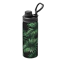 Stainless Steel Water Bottle Sports Travel Insulated Mug with Leak proof Spout Lid 18oz Gifts for Boys Girls - Banana Leaf Green
