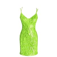 Short Sequin Homecoming Dresses for Teens 2024 Sparkly Sheer V Neck Tight Prom Dress